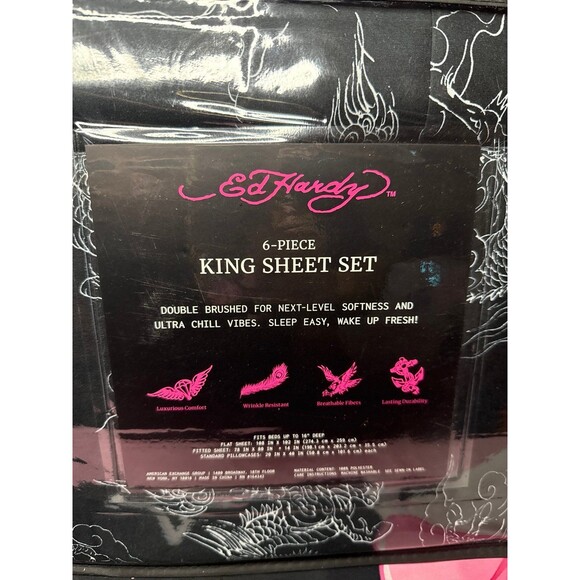 Ed Hardy King Sheet Set, 6 pieces - Picture 4 of 6